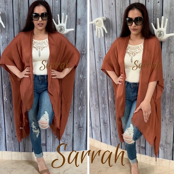 Last 1 🌟 New Bohemian High Low Kimono Cardigan with Fray Trim - Picture 5 of 11